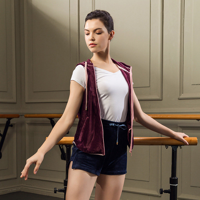 sansha三沙舞蹈教师练功服女秋冬保暖外套芭蕾舞现代舞马甲上衣