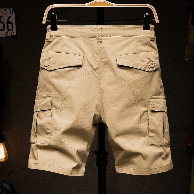 夏季薄款潮牌工装短裤男余文乐卡其色休闲五分裤宽松大码5分中裤