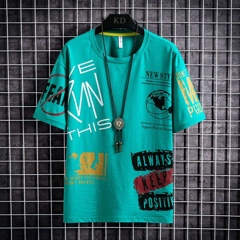 2022夏季短袖t恤男士韩版宽松大板圆领丅半袖体桖潮流ins上衣男装