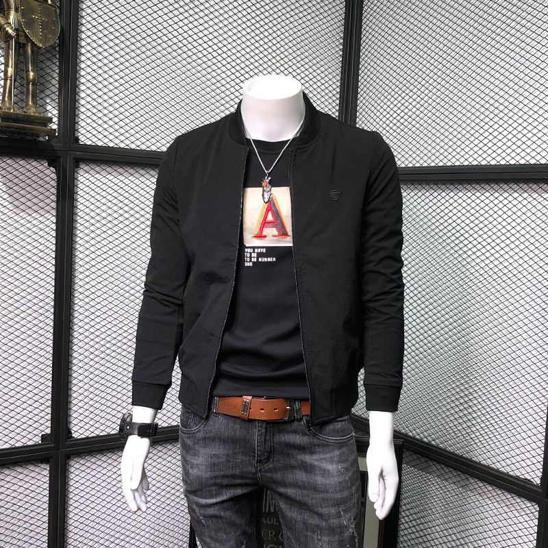 加棉夹克男2022春秋季新款修身休闲外套韩版潮流百搭上衣服棒球服