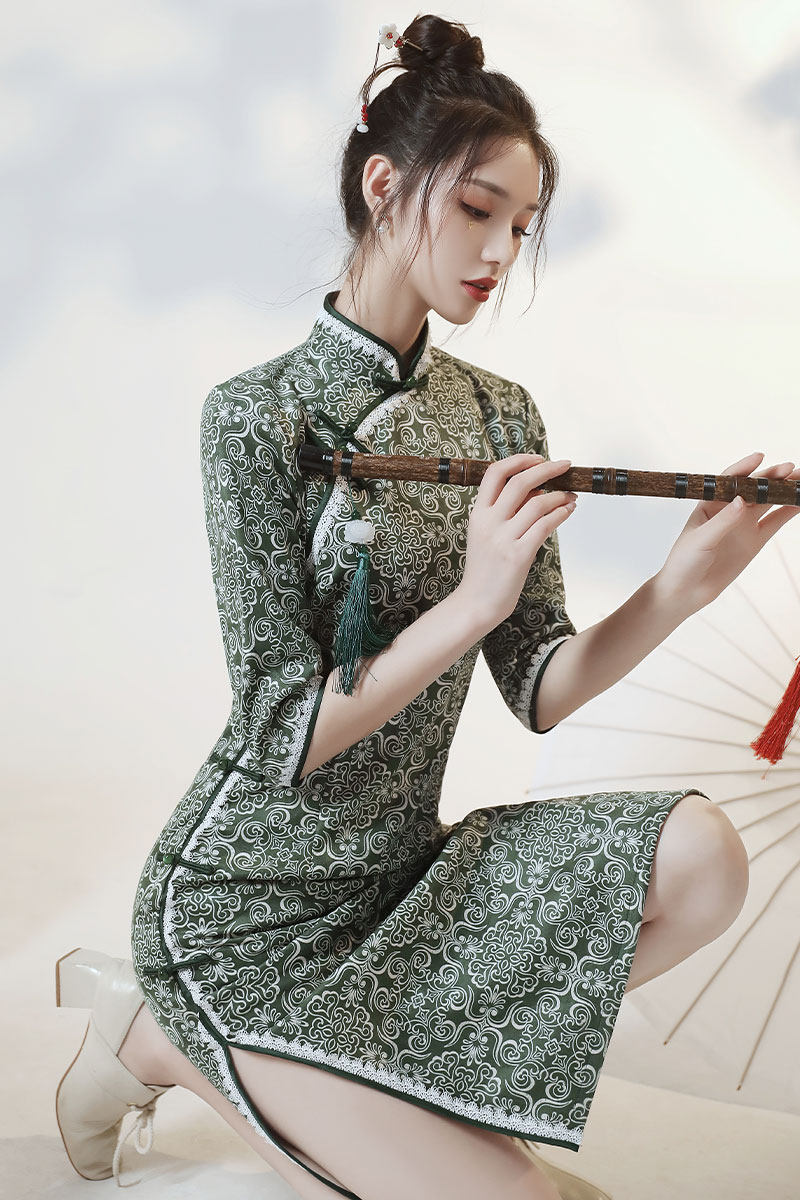 改良旗袍连衣裙中国国风年轻2021年新款中长高端旗袍