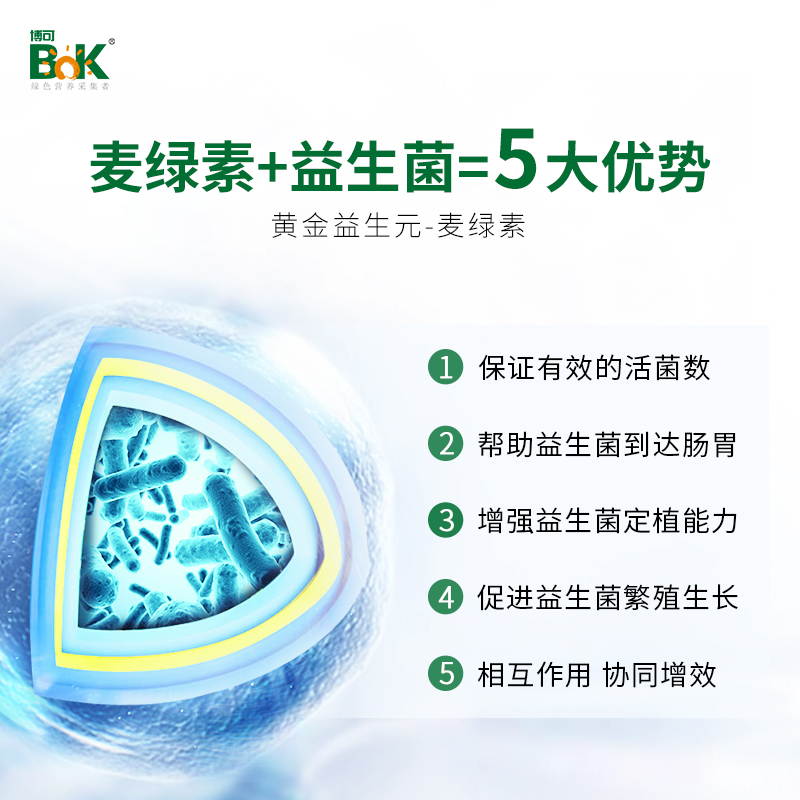 博可麦记益生菌粉儿童成人女性三层包埋技术麦绿素活菌益生元
