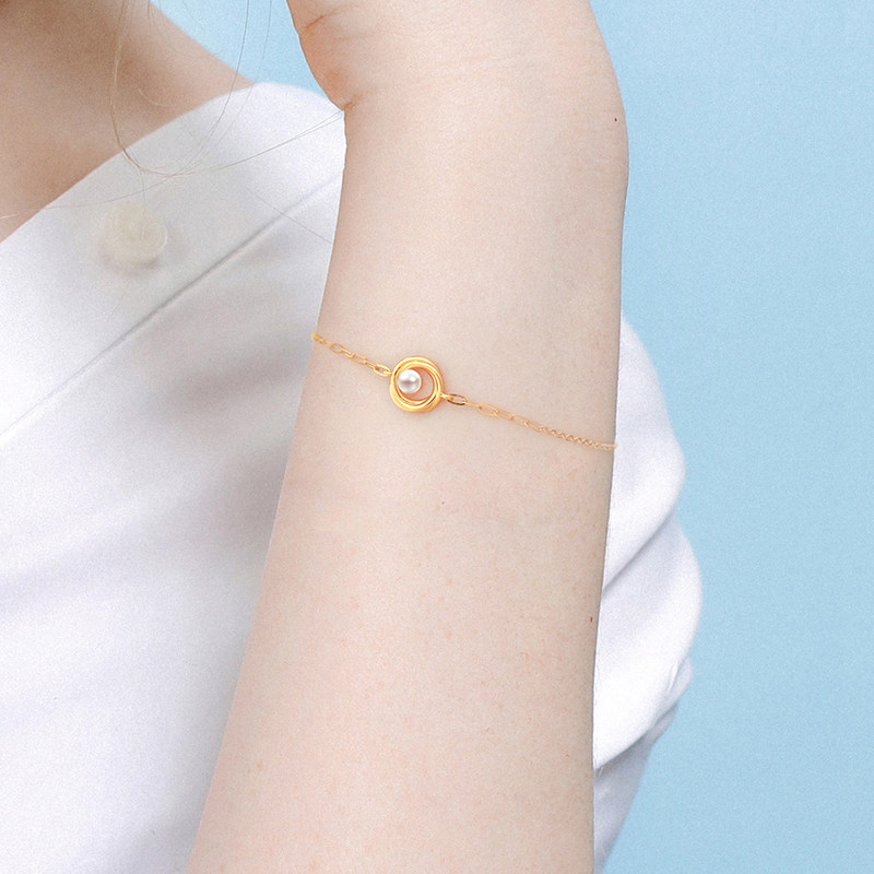 千叶珠宝18kakoya珍珠手链环环相依时尚手饰送礼手饰