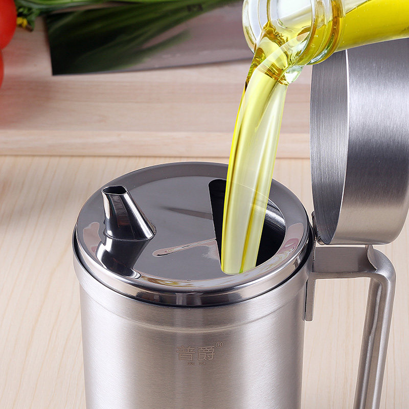 油壶普爵不锈钢防尘带盖德式厨房防漏油瓶加厚油壶