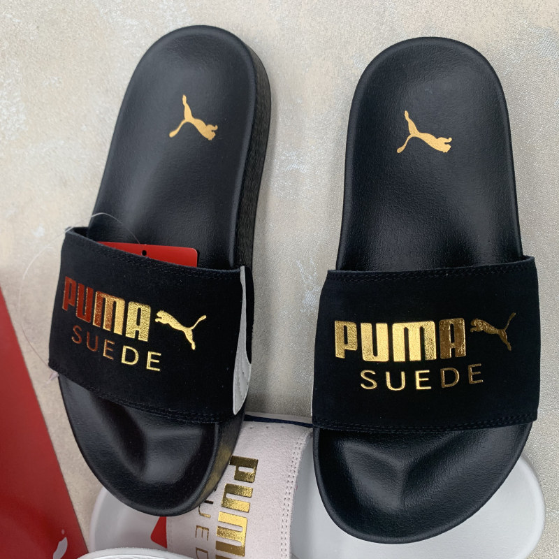 puma彪马新款蕾哈娜毛绒金标烫金情侣休闲拖鞋运动拖鞋