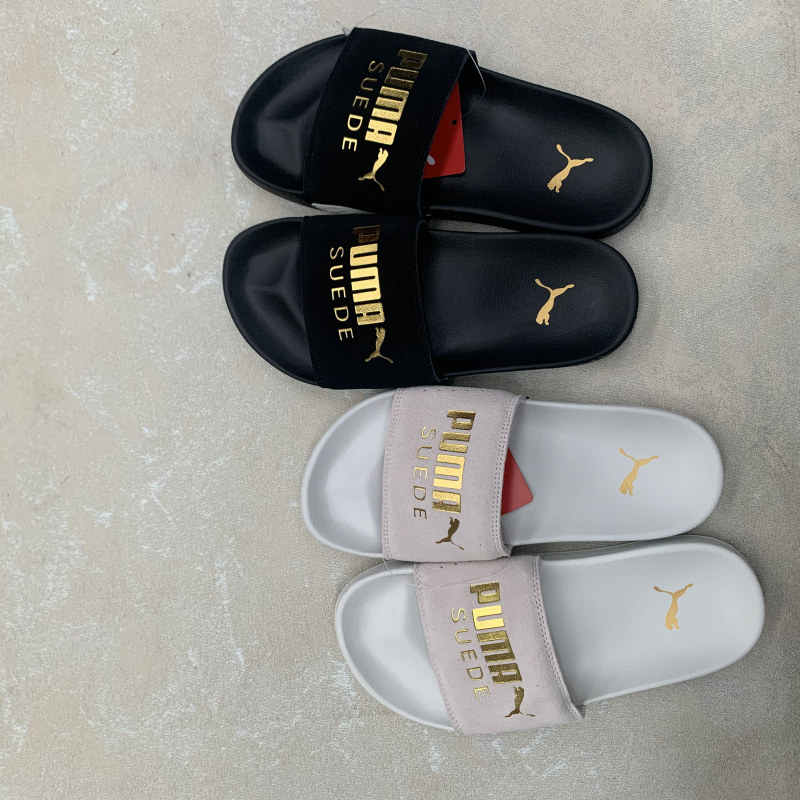 puma彪马新款蕾哈娜毛绒金标烫金情侣休闲拖鞋运动拖鞋