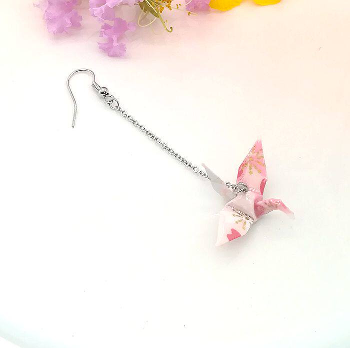 日系和风系列手工折纸封胶千纸鹤耳环银耳耳环