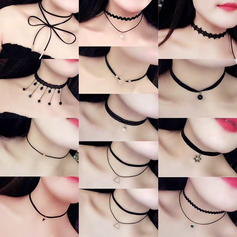 戴在脖子上的装饰品创意搭配女学生女生项圈简约镂空圈圈挂饰脖圈