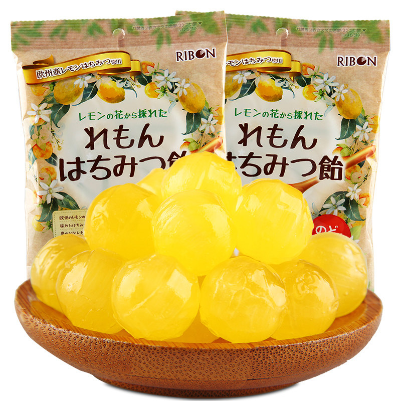 日本进口零食糖果 ribon理本蜂蜜柠檬味糖100g*2包 水果味硬糖