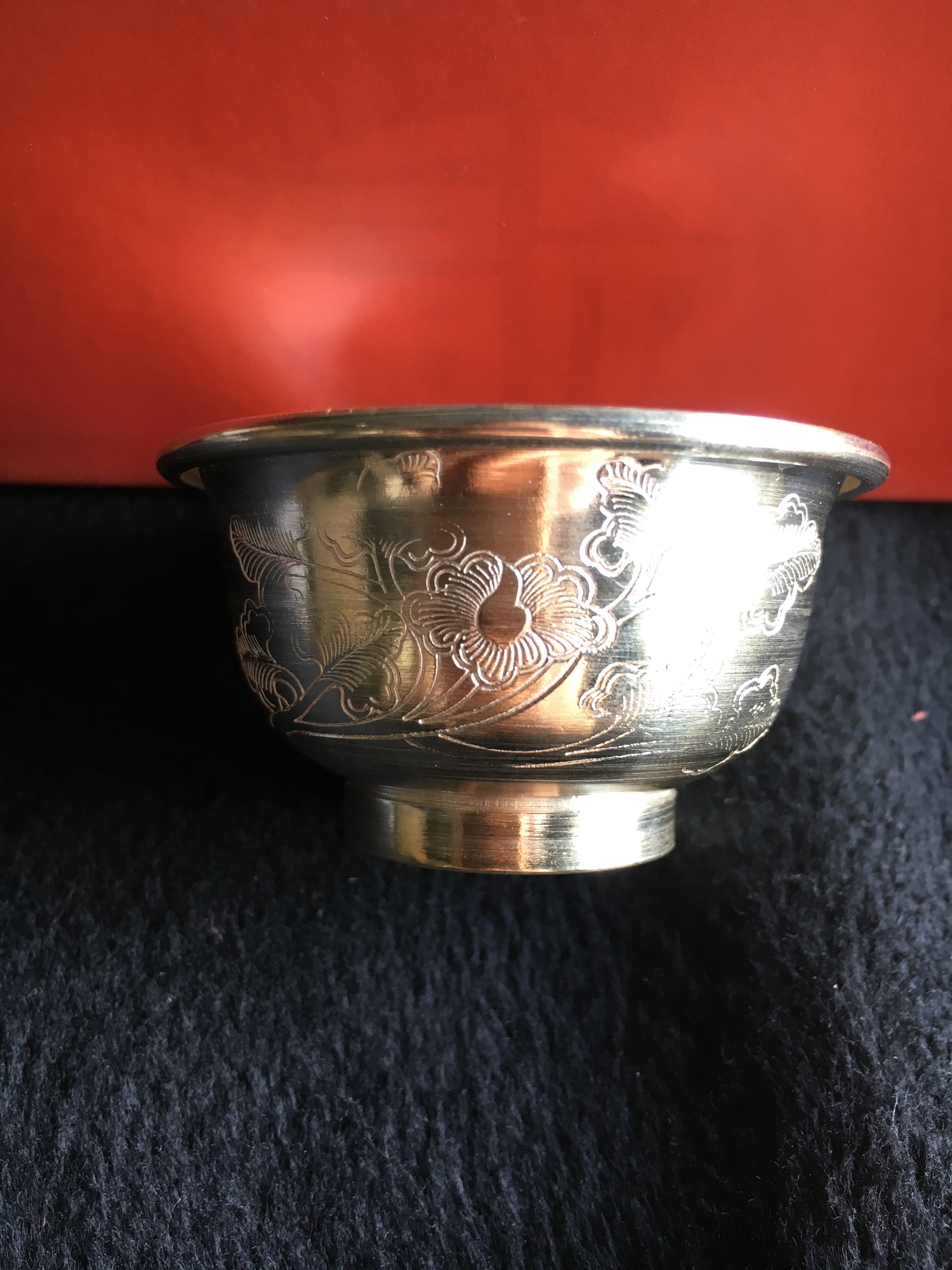 版纳傣族药银纯银酒杯茶杯雪花s990足银手工摆件