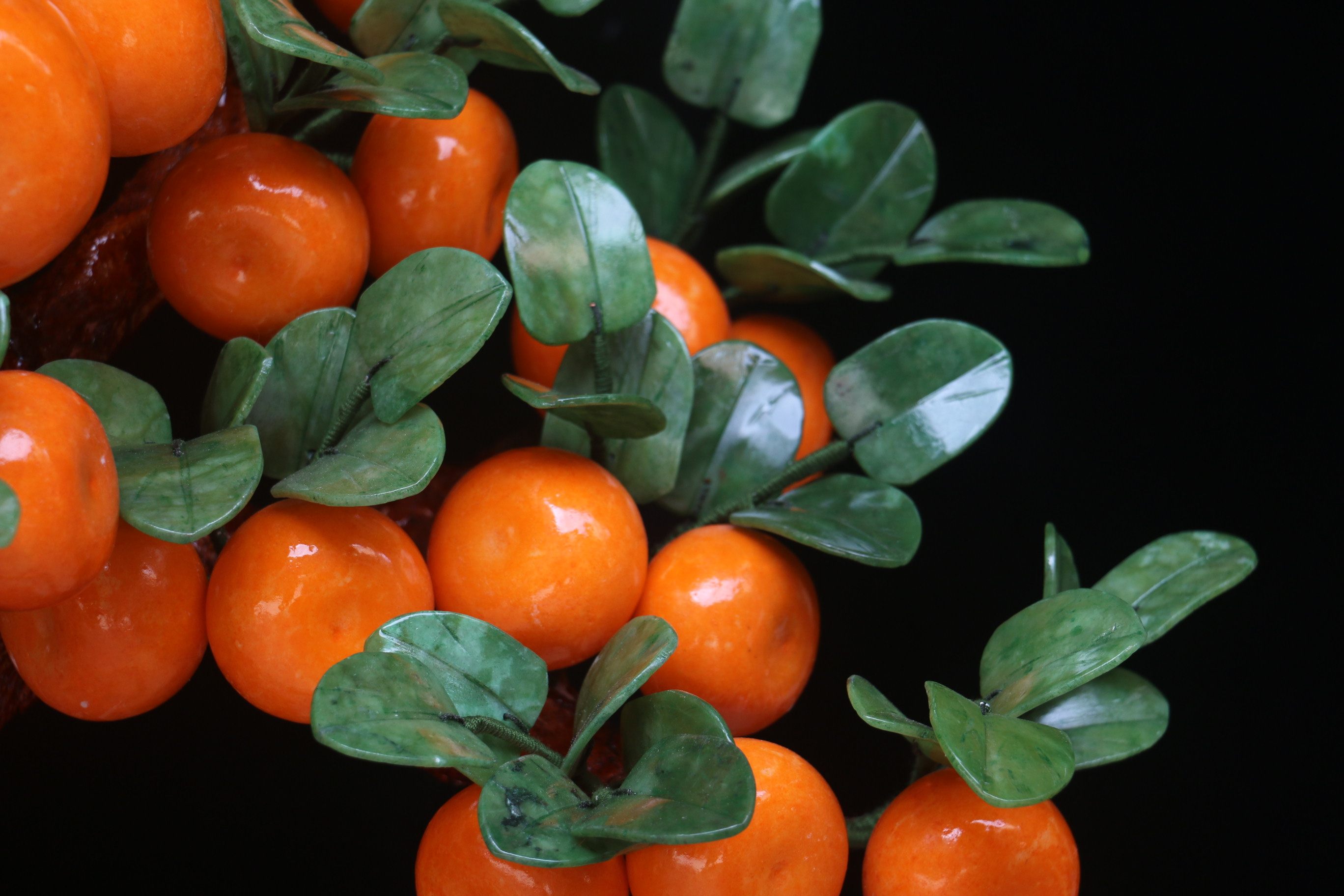 摆件天然桔子橘子玉石盆景装饰品植物室内客厅摆件