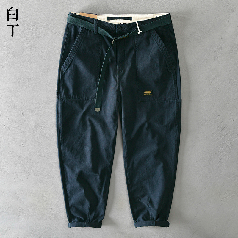 春秋季日系阿美咔叽美式复古工装裤男宽松直筒纯棉小脚休闲长裤子