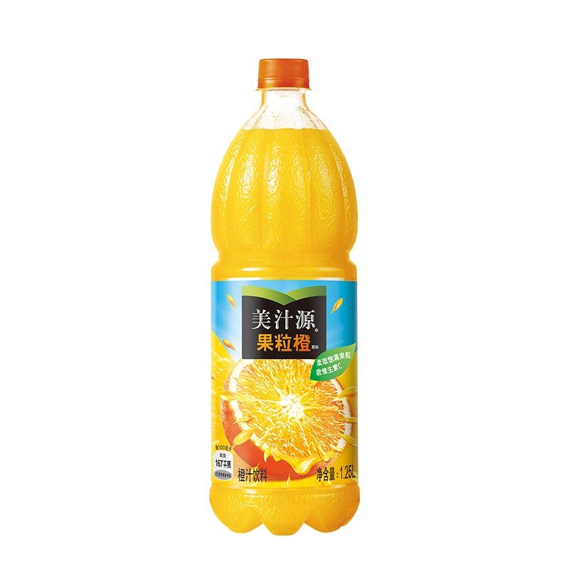 美汁果粒橙果汁饮料1.8l1.25l420ml310ml12瓶橙汁饮品果味