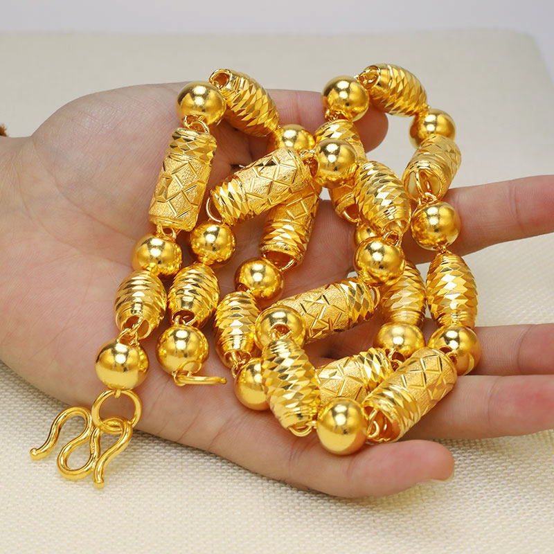 黄金珠桶链子金链子老板橄榄9999圆珠男款克重项链