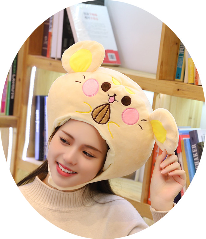 搞怪丑萌可爱老鼠帽子瓜子仓鼠头套少女拍照帽子