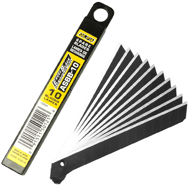 olfa美工刀刀片小号9mm全黑工业用墙纸壁纸裁纸刀片