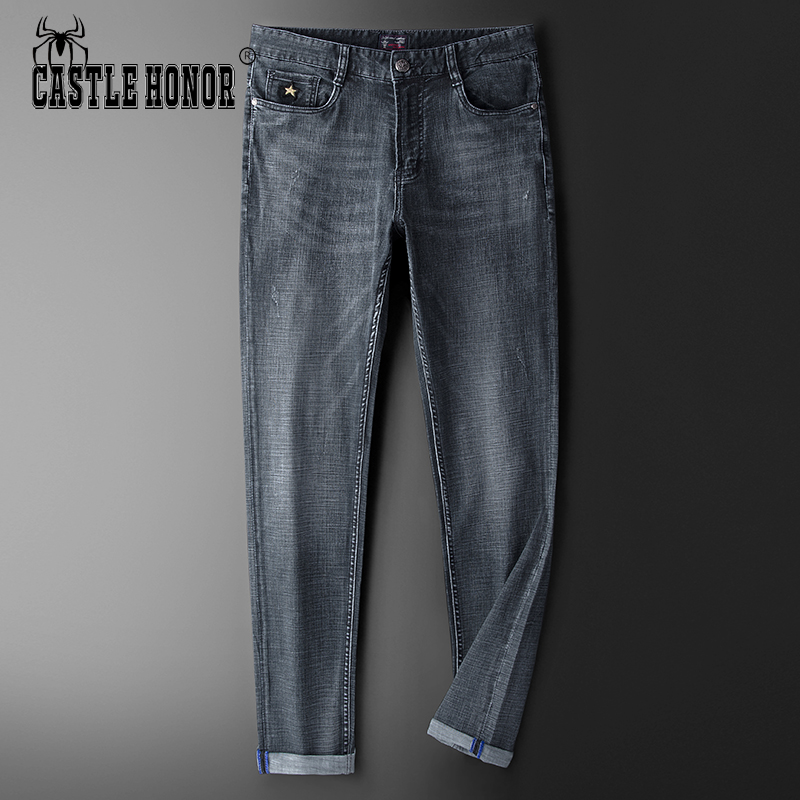 高端夏季薄牛仔裤男2021年新款宽松直筒弹力商务休闲春秋季长裤子