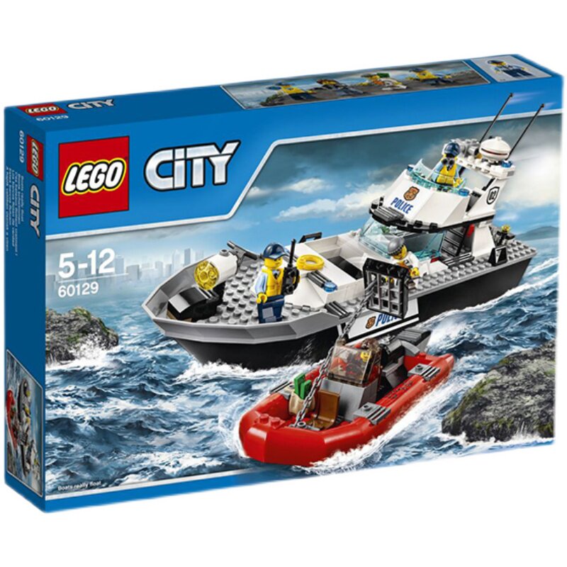 lego乐高60129城市警察巡逻艇水上逃生快艇益智建构