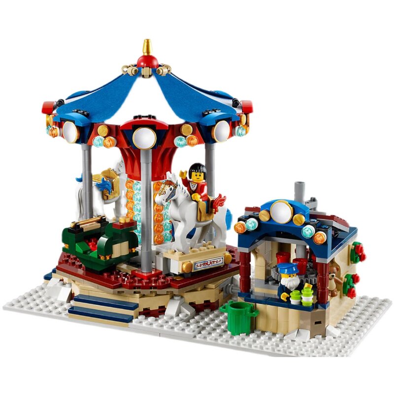 圣诞乐高积木10235冬季村庄市场系列礼物旋转木马塑料积木