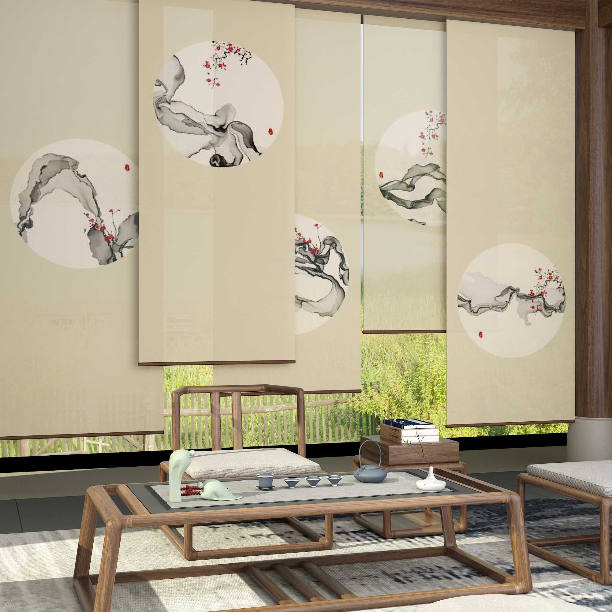 帘子屏风客厅玄关卧室办公隔断窗帘卷帘升降卷帘