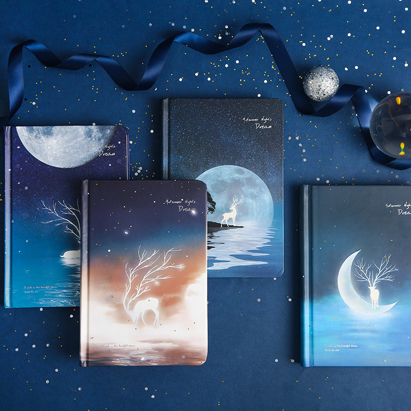 夜光梦幻星空手账本彩页手绘本子创意小清新手帐插画日记笔记本子