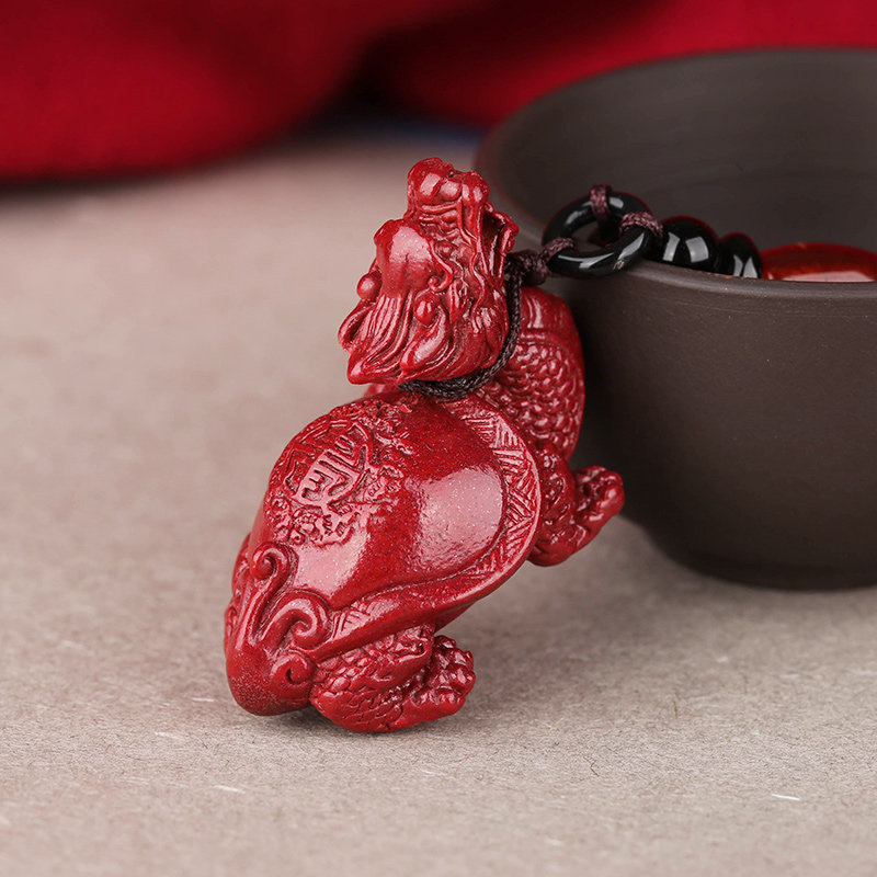 保真朱砂招财龙龟吊坠本命年吉祥物立体雕刻紫金项坠