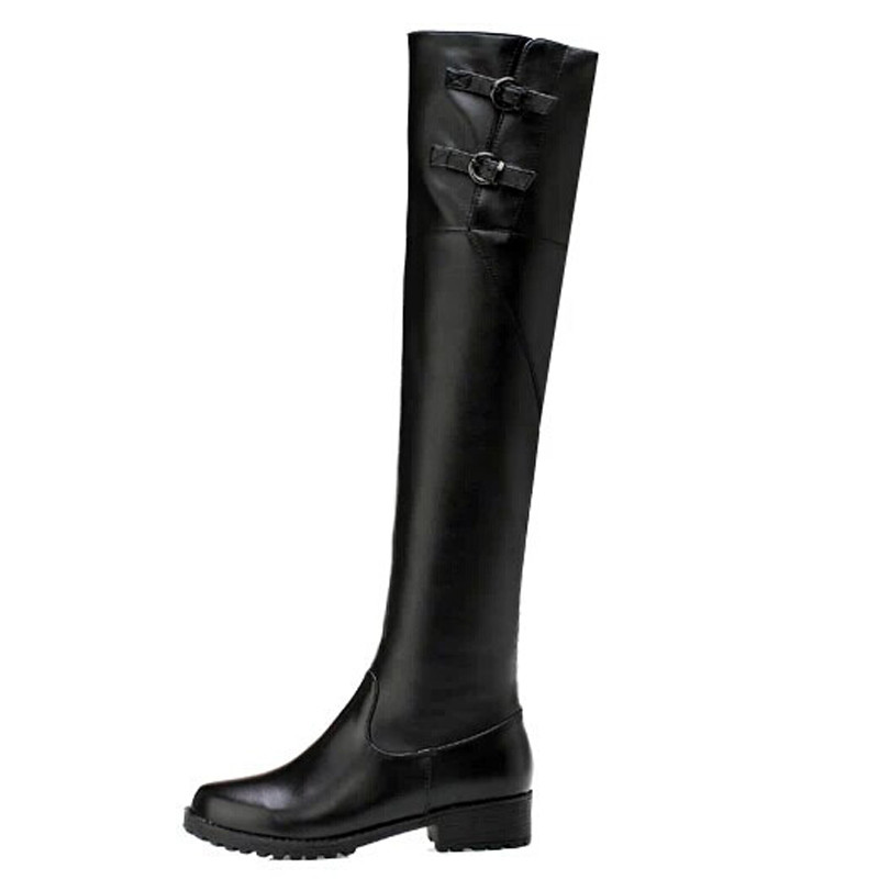 真皮过膝靴女长靴高筒靴子平底长筒靴平跟军靴女靴骑士女加绒冬靴