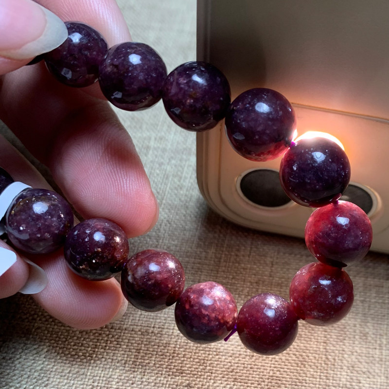 云母天然锂云手链紫色能量石紫祖母晶手串情侣手链