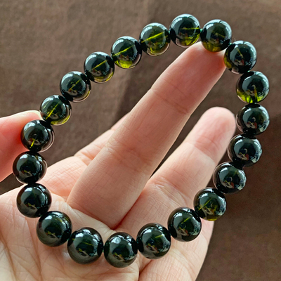 天然巴西老矿香槟绿碧玺手串祖母绿手链彩宝水晶饰品送女友礼物女