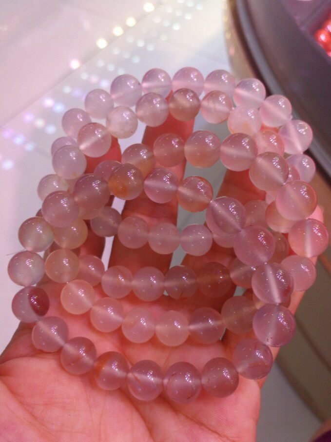高冰手串荔枝冻冰飘圆珠佛珠果冻单圈手链项链diy男女 - 东海水晶卖吧