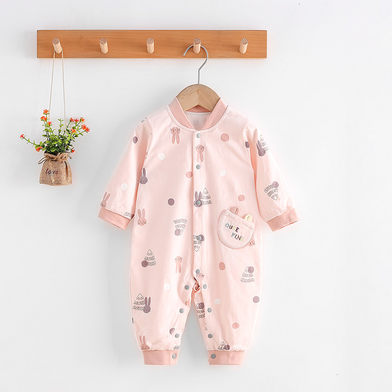 偶园新款秋冬3-6月新生婴儿男女宝宝连身衣