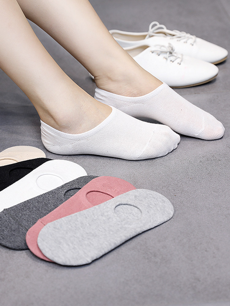 恒源祥袜子女白色船袜女夏季薄款纯棉防滑浅口隐形短袜