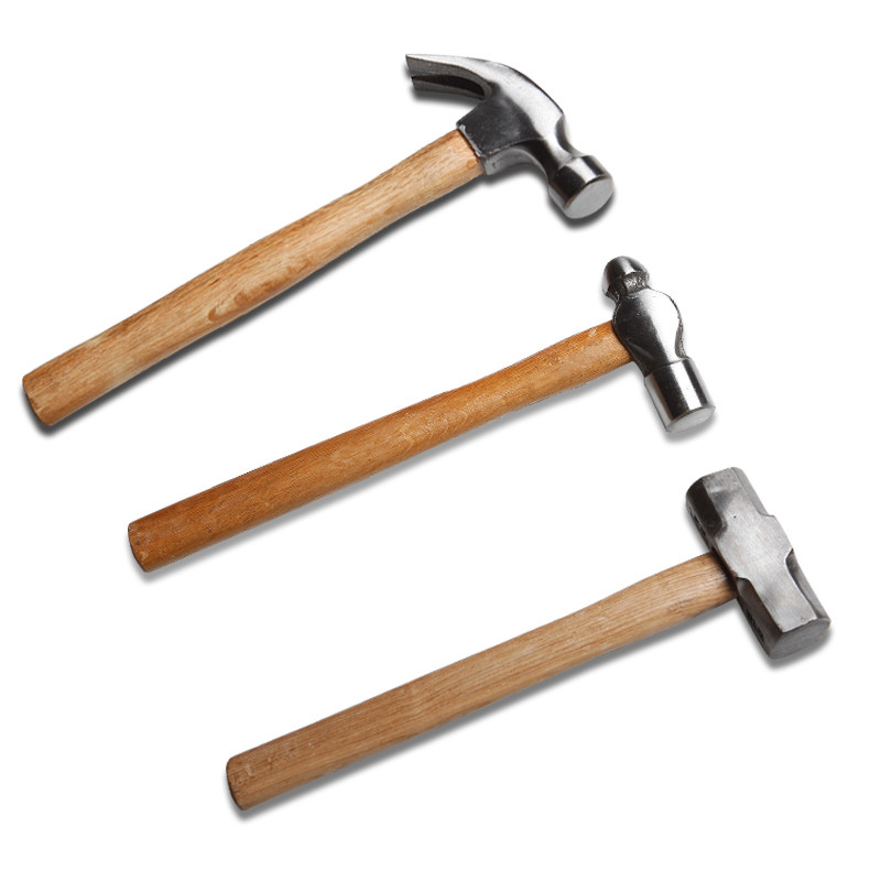 木柄圆头锤电工木工锤子羊角锤铁榔头圆头锤