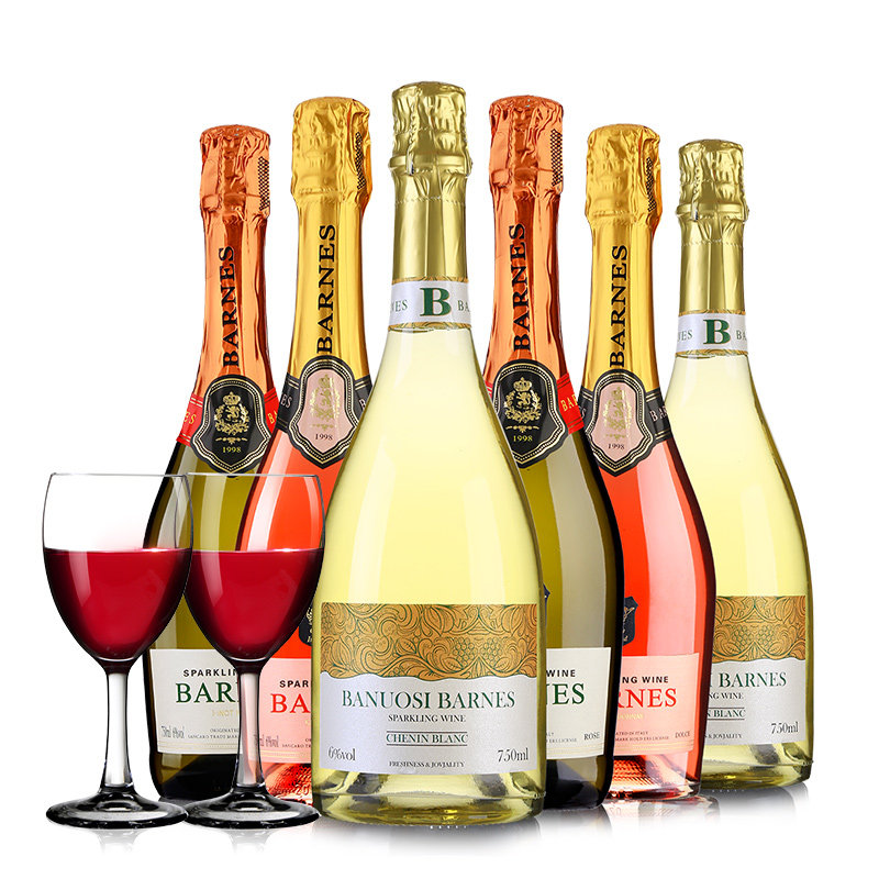 芭诺斯六支气泡酒组合送红酒杯甜酒