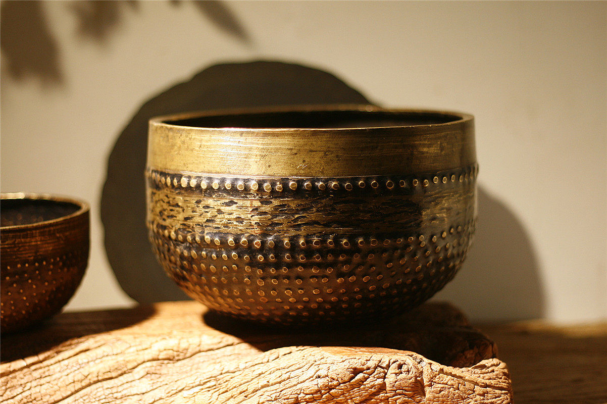 铜磬日本百年年老手工寺院信佛人私物28cm茶道