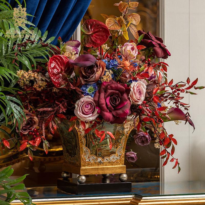花盆凤凰美居欧式复古古典奢华玄关客厅会所家居装饰花盆