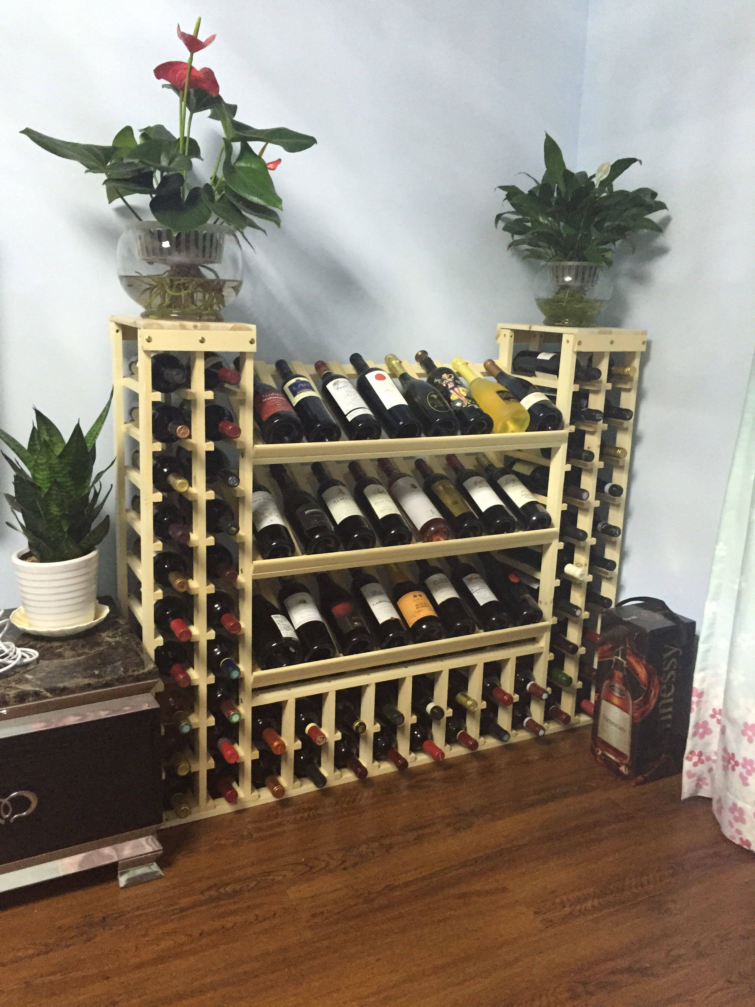 红酒时尚实木葡萄酒展示架木质酒架落地摆件酒柜酒架