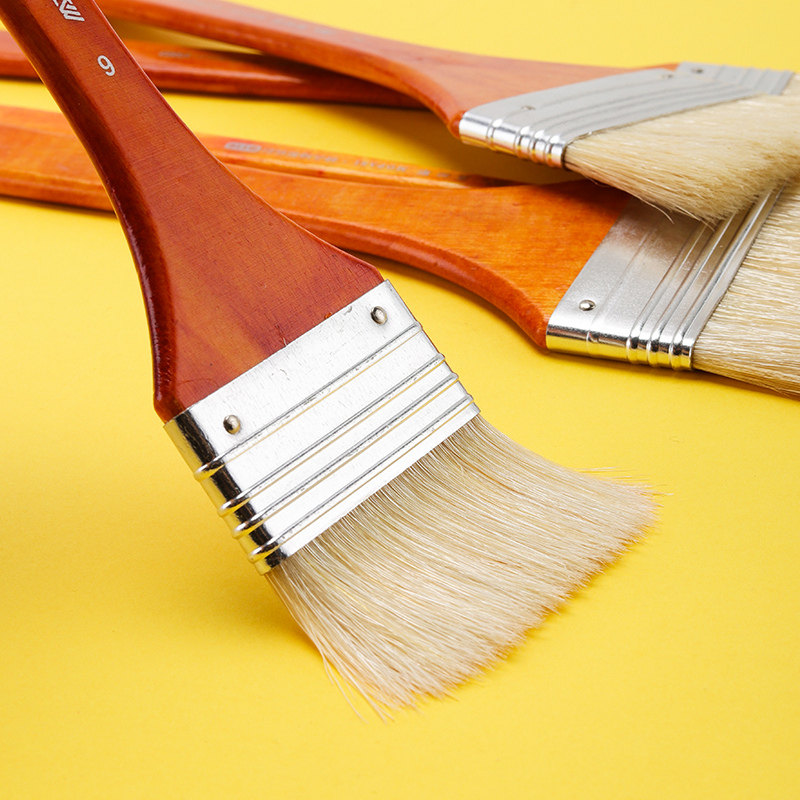 猪鬃毛油画刷猪毛水粉笔刷墙绘刷打底画画刷排刷板刷子丙烯刷硬毛