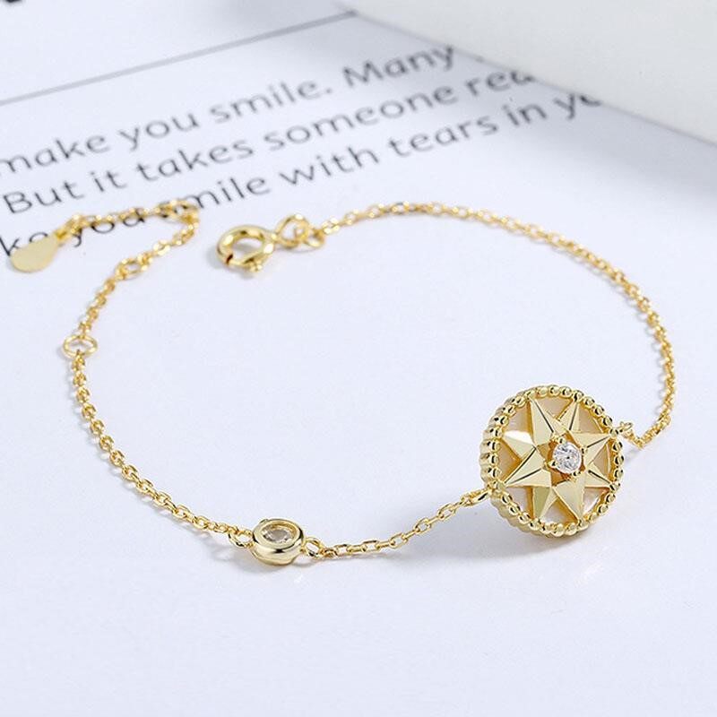 幸运八芒贝母简约s925转运马蹄铁马蹄白贝母芒星手链