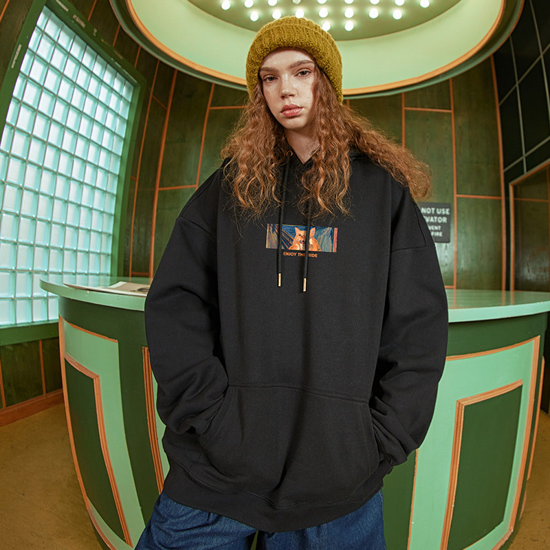国潮oversize连帽卫衣男潮欧美宽松街头潮流春季卫衣