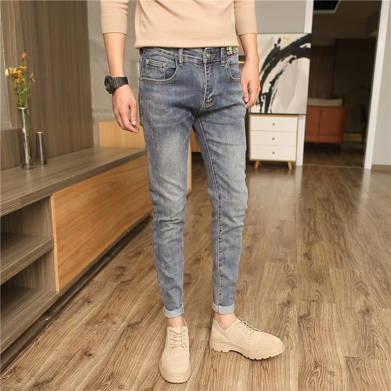 牛仔裤男修身小脚显瘦网红潮牌弹力长裤韩版潮流休闲秋季裤子百搭