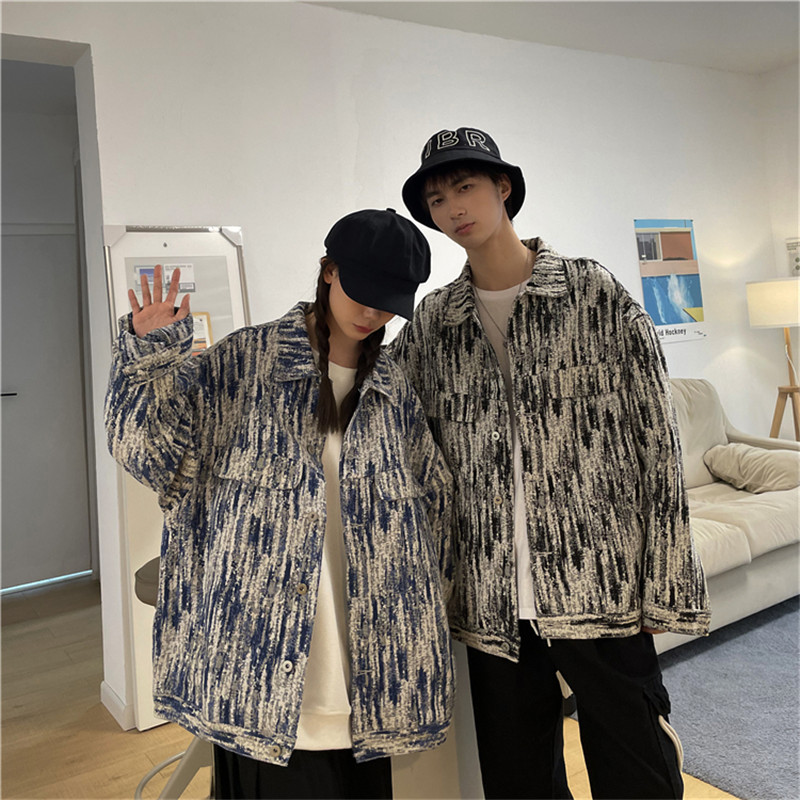 roora法式情侣装秋装牛仔外套2022新款潮春秋款夹克男小众设计感