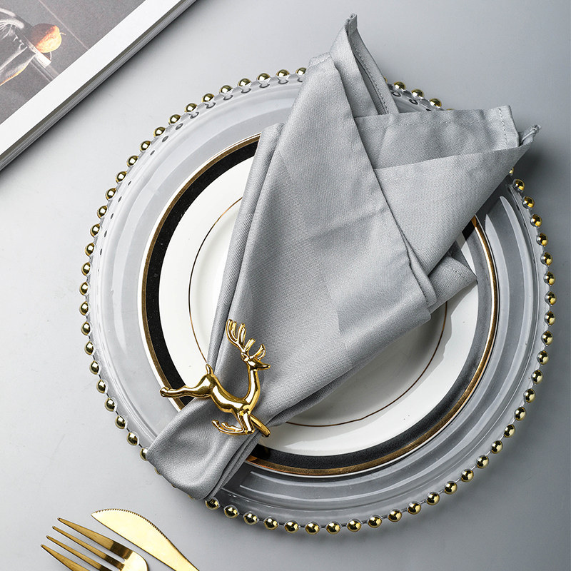 餐巾欧式金色餐垫餐桌软装擦杯摆盘折花布西餐厅餐垫