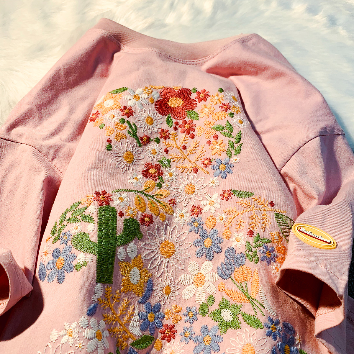 APWSTUDIO原宿风绣花小熊情侣短袖t恤男女潮牌设计感小众宽松上衣