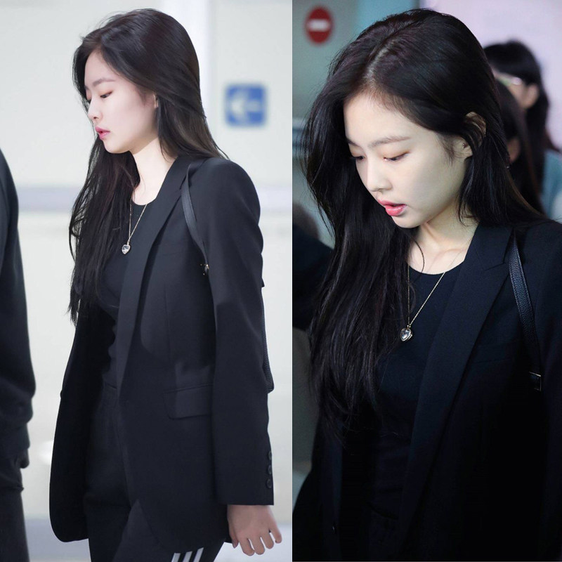 jennie金智妮同款黑色西装外套早春新款垂感英伦风西装