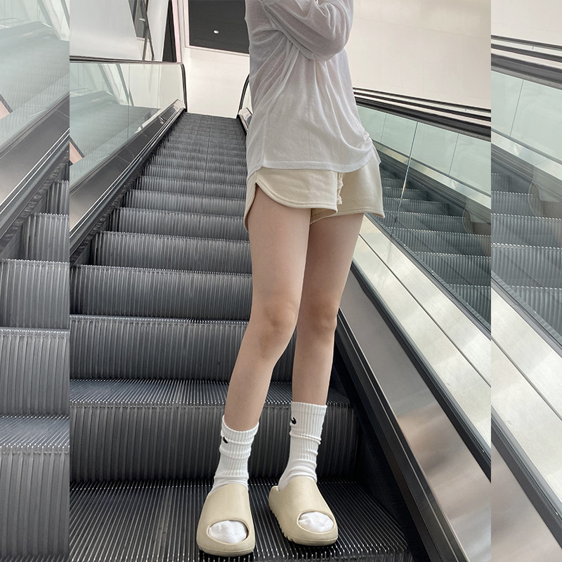 luluzhang毛圈运动休闲宽松健身侧边圆弧设计显腿休闲裤