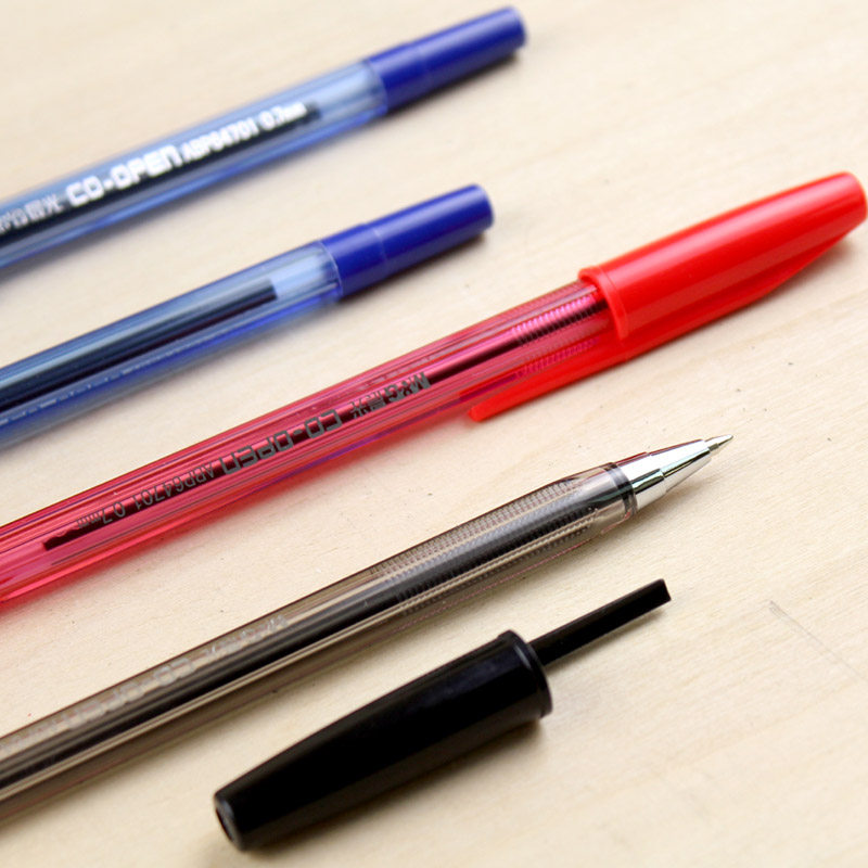 晨光红笔元珠笔园圆柱老式专用学生老师教师圆珠笔
