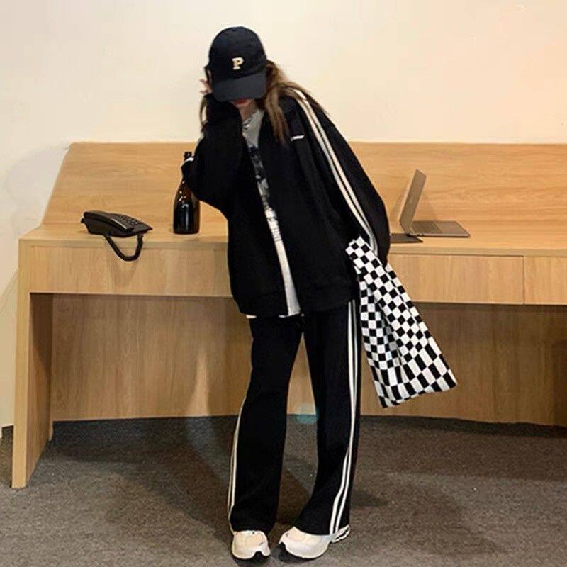 运动套装女春秋ins潮学生韩版宽松显瘦时尚网红休闲两件套跑步服