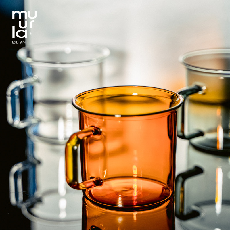 芬兰进口muurla姆明纯色玻璃杯北欧简约马克家用玻璃杯