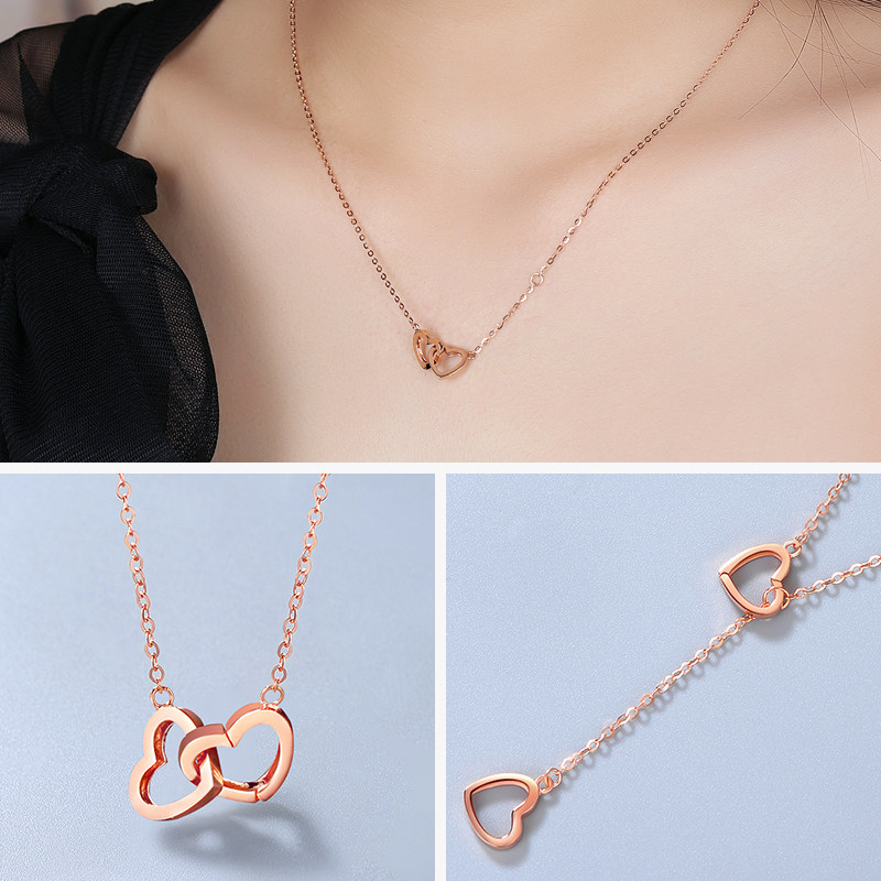 中银金行18k金项链玫瑰金项链女au750彩金项链女锁骨链送女友礼物